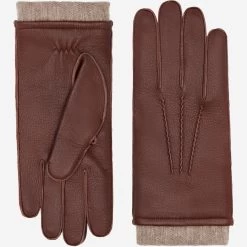Vittoria (brown) - Italian Gloves Made Of American Deerskin Leather With Cashmere Lining