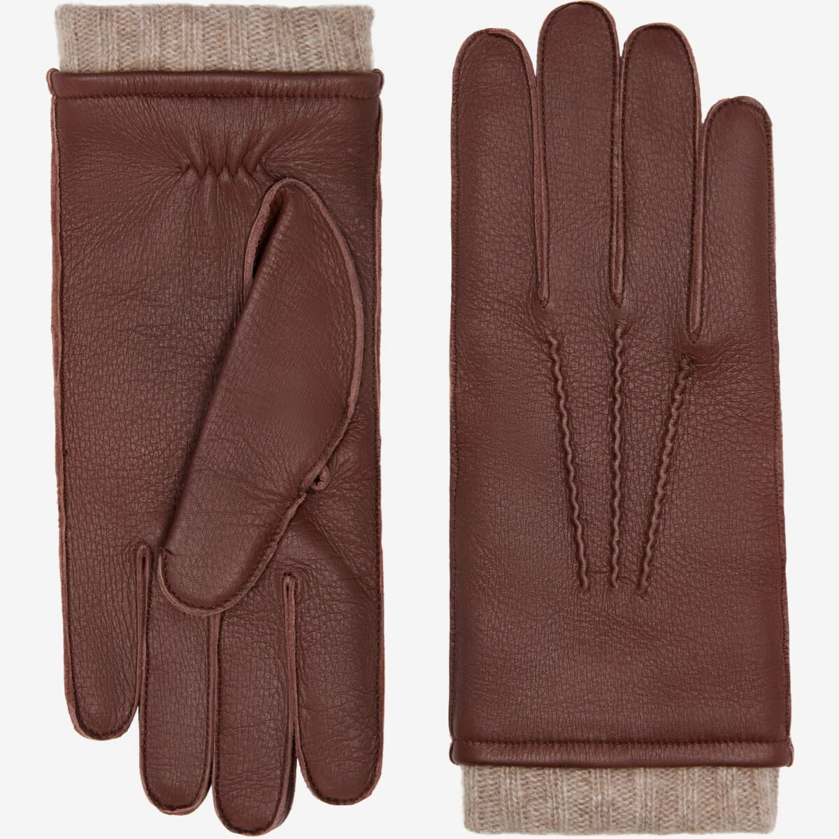 Vittoria (brown) - Italian Gloves Made Of American Deerskin Leather With Cashmere Lining 1 Vittoria (brown) - Italian Gloves Made Of American Deerskin Leather With Cashmere Lining