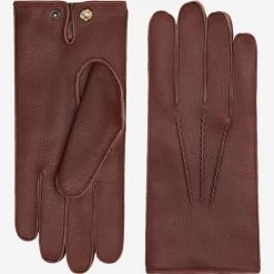 Diego (brown) - Italian Gloves Made Of American Deerskin Leather With Rabbit Fur Lining