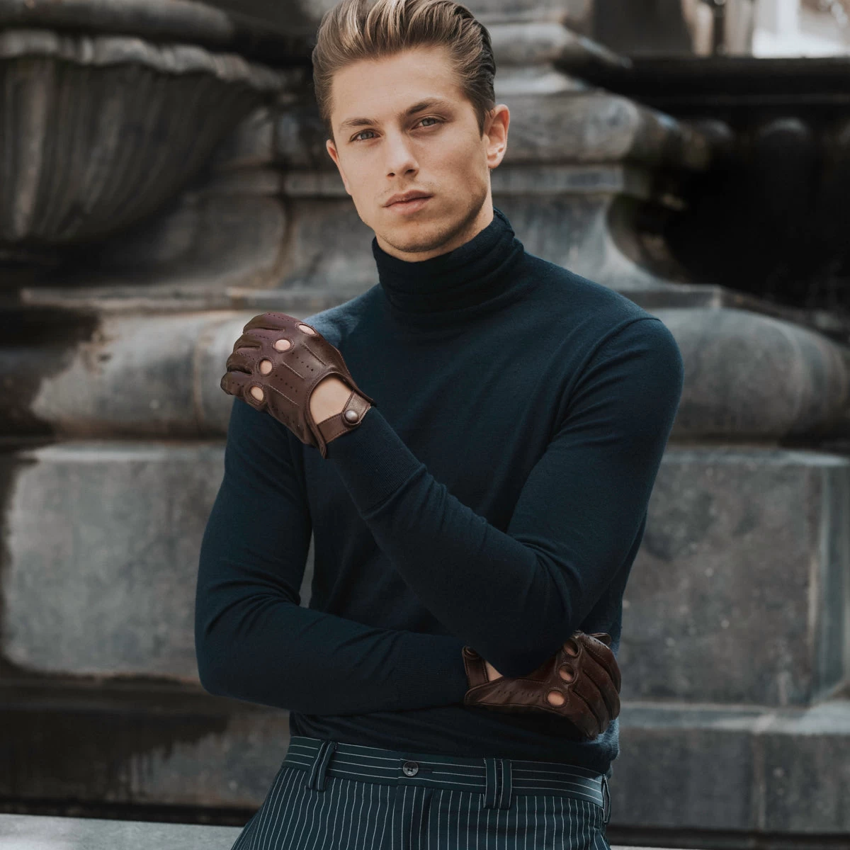 Mario (brown) - Italian Lambskin Leather Driving Gloves 4 Mario (brown) - Italian Lambskin Leather Driving Gloves - Image 4