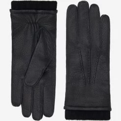 Vittoria (black) - Italian Gloves Made Of American Deerskin Leather With Cashmere Lining