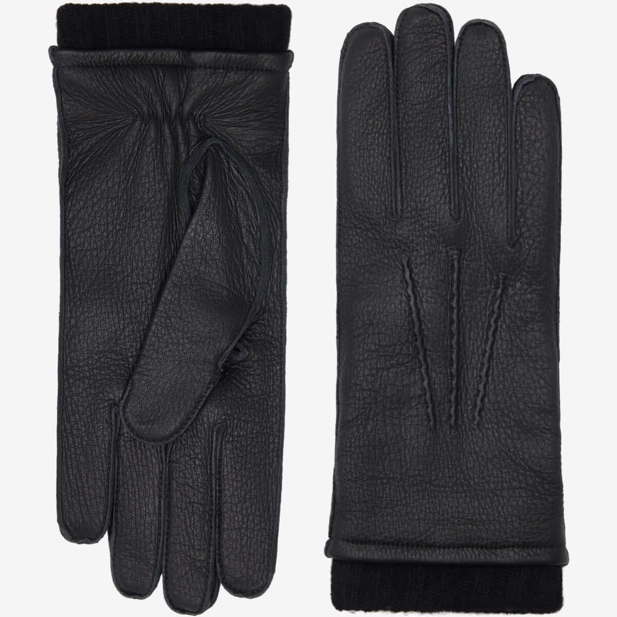 Vittoria (black) - Italian Gloves Made Of American Deerskin Leather With Cashmere Lining 1 Vittoria (black) - Italian Gloves Made Of American Deerskin Leather With Cashmere Lining