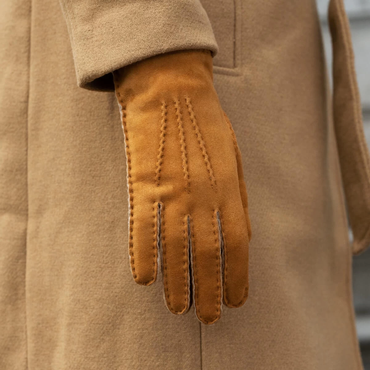 Beatrice - Italian Suede Leather Gloves With Luxurious Natural Sheep Fur Lining 8 Beatrice - Italian Suede Leather Gloves With Luxurious Natural Sheep Fur Lining - Image 8
