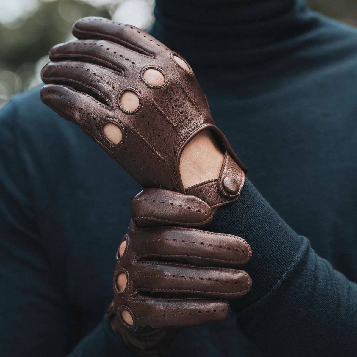 Mario (brown) - Italian Lambskin Leather Driving Gloves 8 Mario (brown) - Italian Lambskin Leather Driving Gloves - Image 8