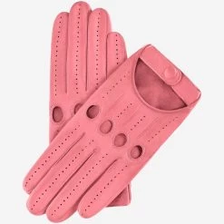 Alessa (pink) - Classic Italian Lambskin Leather Driving Gloves