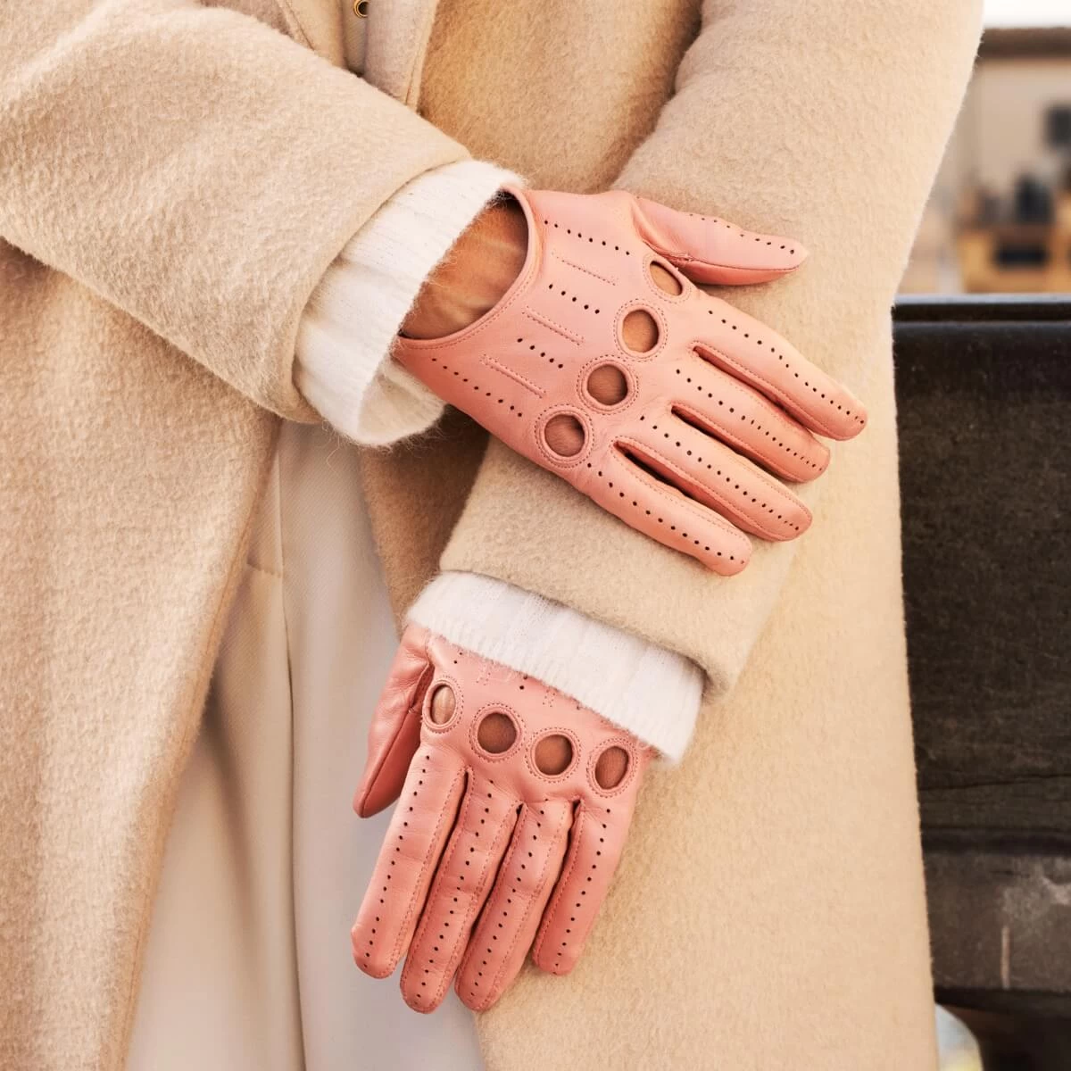 Alessa (pink) - Classic Italian Lambskin Leather Driving Gloves 3 Alessa (pink) - Classic Italian Lambskin Leather Driving Gloves - Image 3