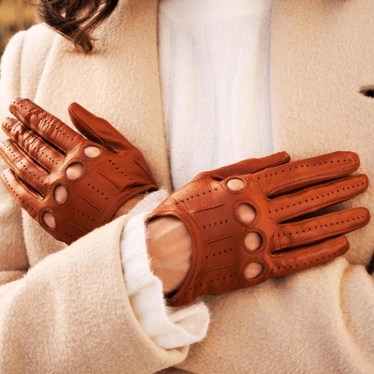 Alessa (cognac) - Classic Italian Lambskin Leather Driving Gloves & Touchscreen Feature 6 Alessa (cognac) - Classic Italian Lambskin Leather Driving Gloves & Touchscreen Feature - Image 6