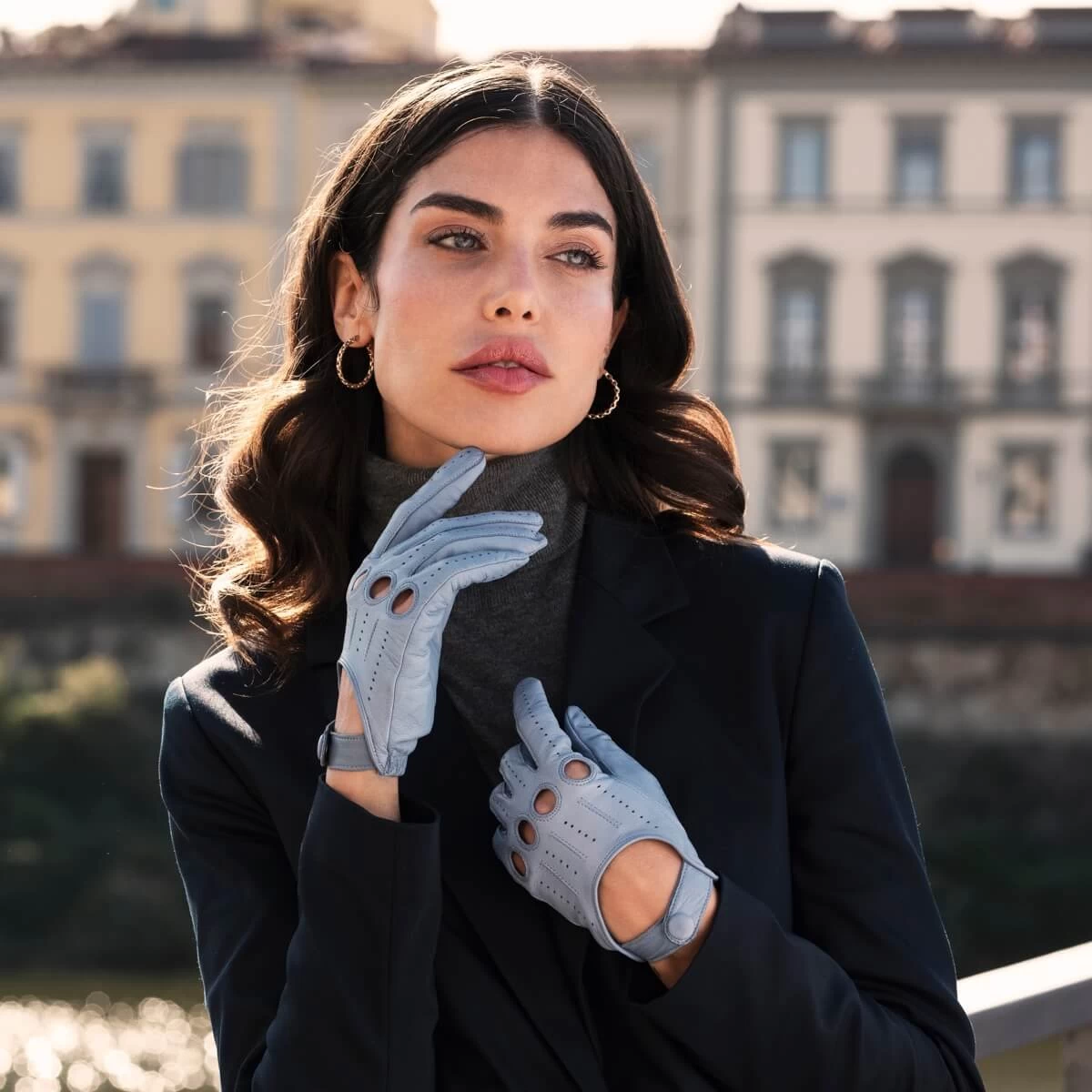 Alessa (sky) - Classic Italian Lambskin Leather Driving Gloves 5 Alessa (sky) - Classic Italian Lambskin Leather Driving Gloves - Image 5