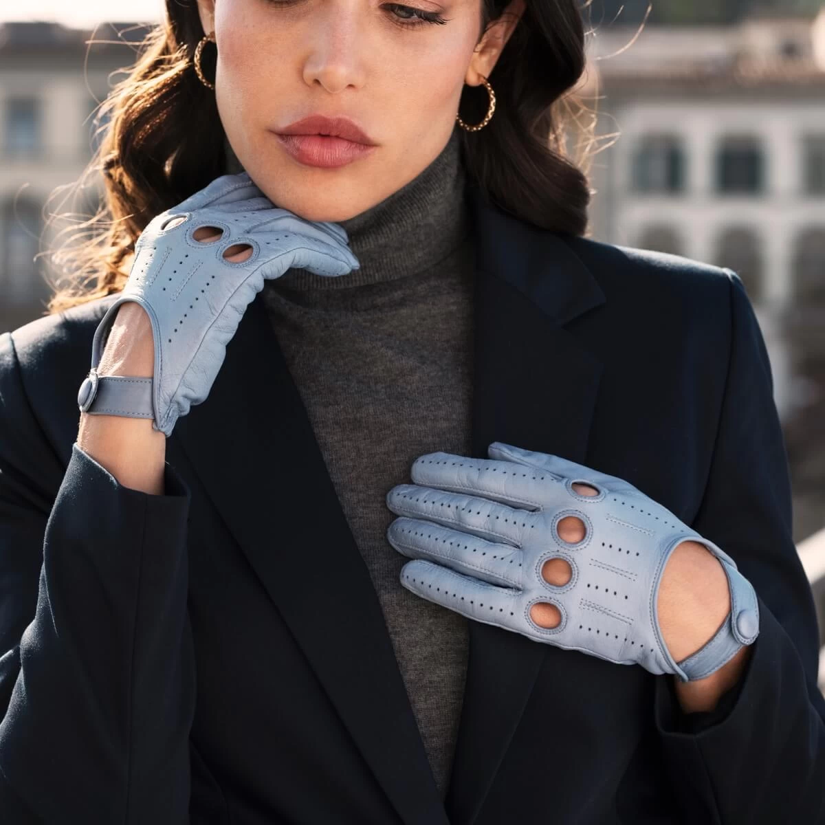 Alessa (sky) - Classic Italian Lambskin Leather Driving Gloves 6 Alessa (sky) - Classic Italian Lambskin Leather Driving Gloves - Image 6