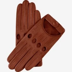 Alessa (cognac) - Classic Italian Lambskin Leather Driving Gloves & Touchscreen Feature