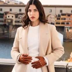 Alessa (cognac) - Classic Italian Lambskin Leather Driving Gloves -Fratelli Orsini Shop Alessa cognac 1