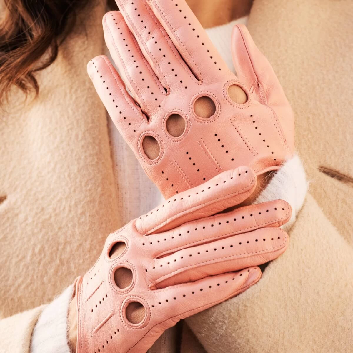 Alessa (pink) - Classic Italian Lambskin Leather Driving Gloves 5 Alessa (pink) - Classic Italian Lambskin Leather Driving Gloves - Image 5