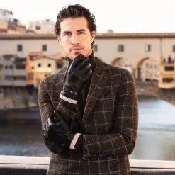 Alonzo (black) - Italian Lambskin Leather Gloves With Cashmere Lining & Touchscreen Feature -Fratelli Orsini Shop Alonzo 1 1