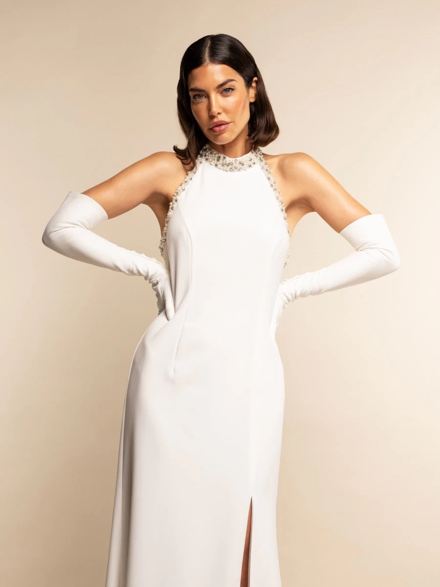 Angelina (white) - Italian Silk Lined 16-button Length Leather Bridal / Opera Gloves 1 Angelina (white) - Italian Silk Lined 16-button Length Leather Bridal / Opera Gloves