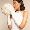 Angelina (white) - Italian Silk Lined 8-button Length Leather Bridal / Opera Gloves