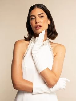 Angelina (white) - Italian Silk Lined 6-button Length Leather Bridal / Opera Gloves 12 Angelina (white) - Italian Silk Lined 6-button Length Leather Bridal / Opera Gloves -Fratelli Orsini Shop Angelina bridal leather gloves fratelli orsini 2