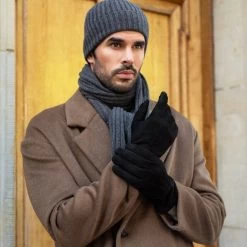Angelo (black) - Suede Leather Gloves With Luxurious Cashmere Lining -Fratelli Orsini Shop Angelo suede black men fratelli orsini 7