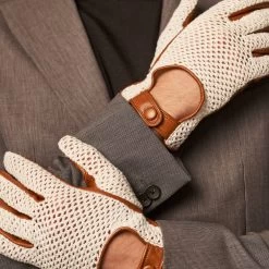 Arturo (cognac) - Hand-sewn Italian Crochet Driving Gloves From Lambskin Leather -Fratelli Orsini Shop Arturo 3