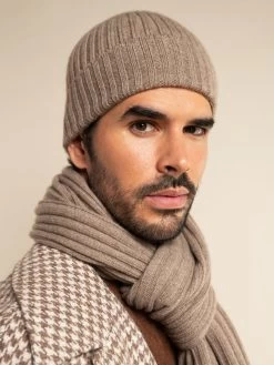 Milano (brown) - 100% Cashmere Ribbed Beanie (unisex) -Fratelli Orsini Shop Beanie brown cashmere fratelli orsini 4