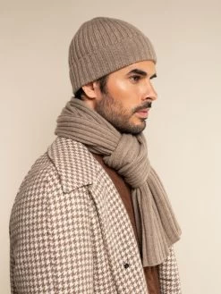 Milano (brown) - 100% Cashmere Ribbed Beanie (unisex) -Fratelli Orsini Shop Beanie brown cashmere fratelli orsini 8