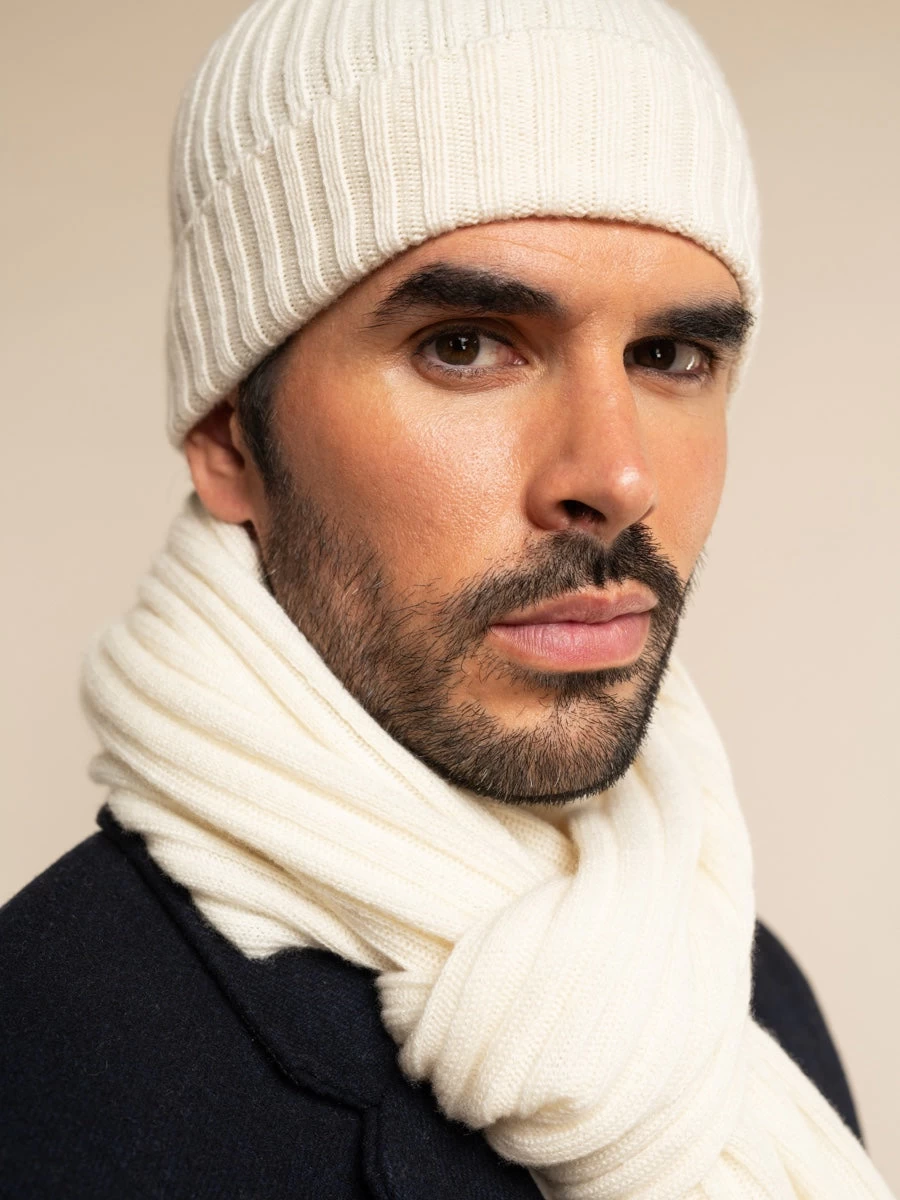 Milano (cream) - 100% Cashmere Ribbed Beanie (unisex) 8 Milano (cream) - 100% Cashmere Ribbed Beanie (unisex) - Image 8