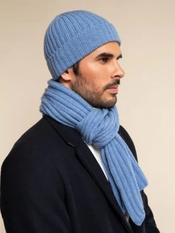 Milano (light Blue) - 100% Cashmere Ribbed Beanie (unisex) 22 Milano (light Blue) - 100% Cashmere Ribbed Beanie (unisex) -Fratelli Orsini Shop Beanie light blue cashmere fratelli orsini 1