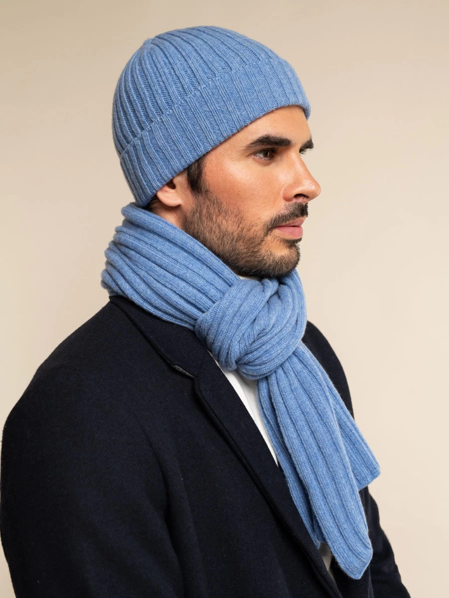 Milano (light Blue) - 100% Cashmere Ribbed Beanie (unisex) 7 Milano (light Blue) - 100% Cashmere Ribbed Beanie (unisex) - Image 7