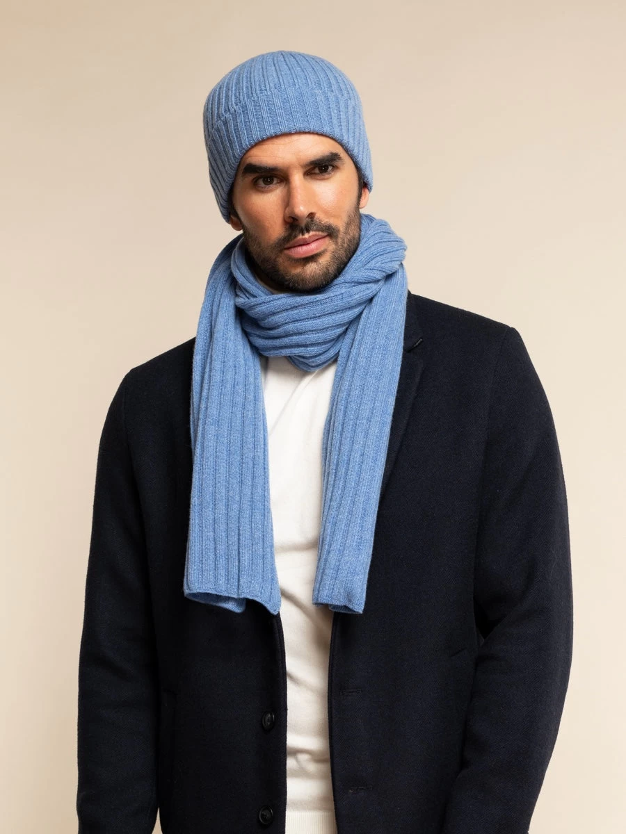 Milano (light Blue) - 100% Cashmere Ribbed Beanie (unisex) 12 Milano (light Blue) - 100% Cashmere Ribbed Beanie (unisex) - Image 12