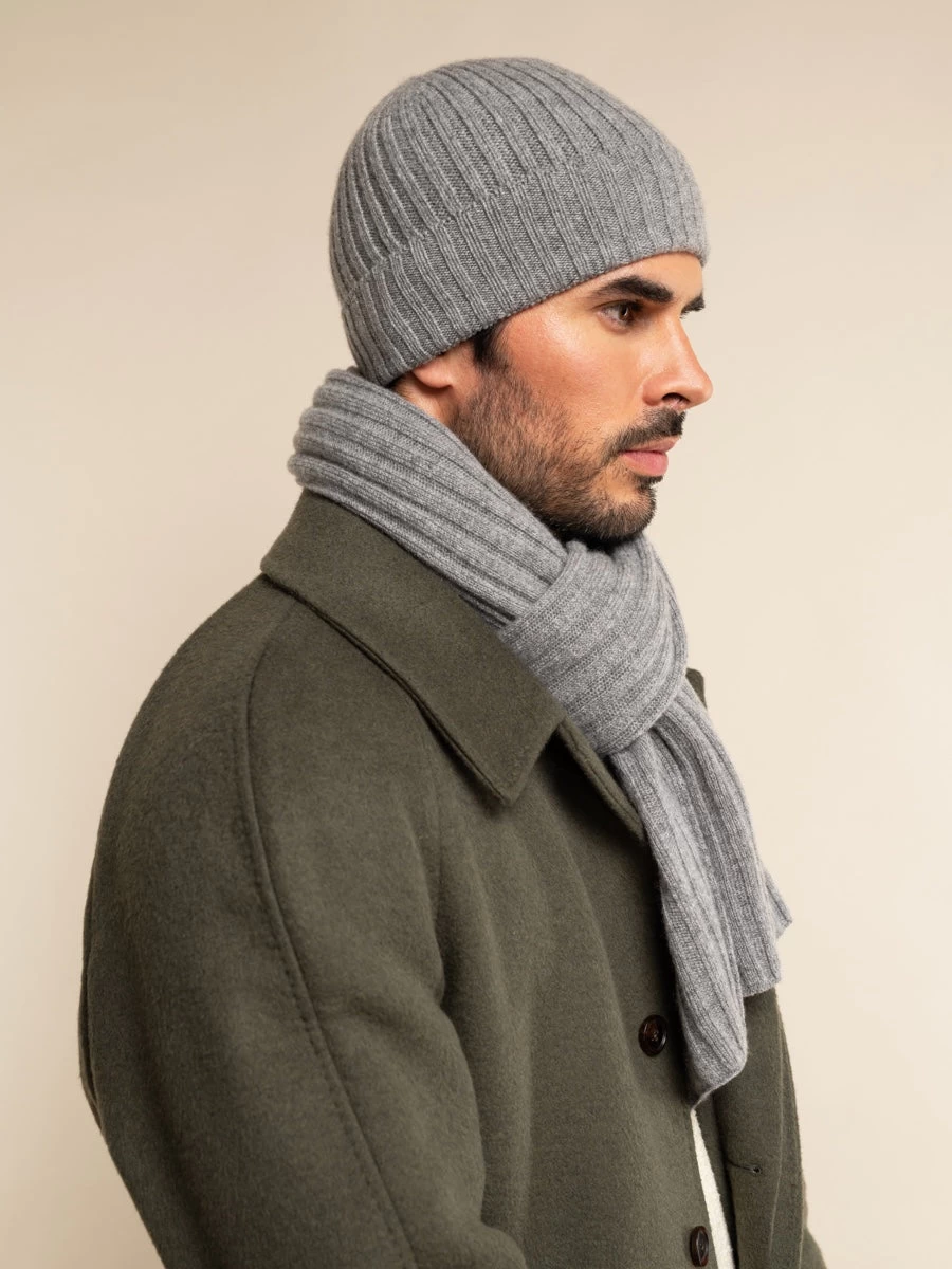 Milano (light Grey) - 100% Cashmere Ribbed Beanie (unisex) 7 Milano (light Grey) - 100% Cashmere Ribbed Beanie (unisex) - Image 7