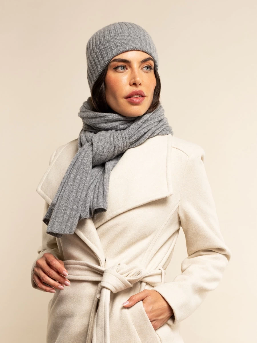 Milano (light Grey) - 100% Cashmere Ribbed Beanie (unisex) 10 Milano (light Grey) - 100% Cashmere Ribbed Beanie (unisex) - Image 10