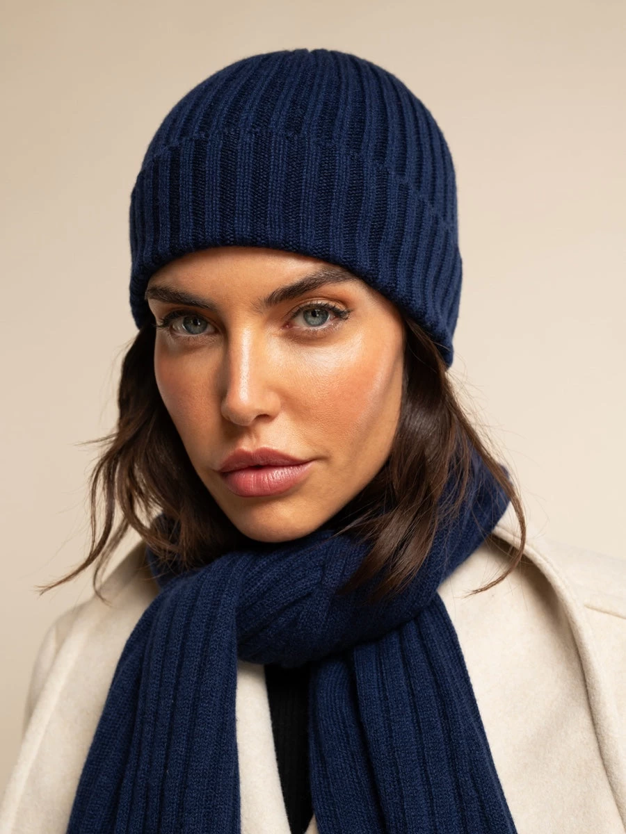 Milano (navy Blue) - 100% Cashmere Ribbed Beanie (unisex) 12 Milano (navy Blue) - 100% Cashmere Ribbed Beanie (unisex) - Image 12