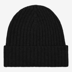 Fratelli Orsini Shop 2 Milano (black) - 100% Cashmere Ribbed Beanie (unisex)