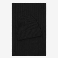 Milano (black) - 100% Cashmere Ribbed Beanie (unisex) -Fratelli Orsini Shop Cashmere beanie black fratelli orsini 4