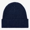 Milano (navy Blue) - 100% Cashmere Ribbed Beanie (unisex)