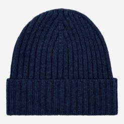 Fratelli Orsini Shop 8 Milano (navy Blue) - 100% Cashmere Ribbed Beanie (unisex)