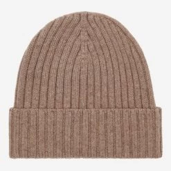 Fratelli Orsini Shop 14 Milano (brown) - 100% Cashmere Ribbed Beanie (unisex)