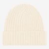 Milano (cream) - 100% Cashmere Ribbed Beanie (unisex)