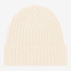 Fratelli Orsini Shop 4 Milano (cream) - 100% Cashmere Ribbed Beanie (unisex)