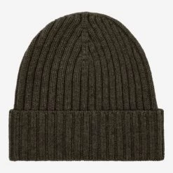 Milano (dark Green) - 100% Cashmere Ribbed Beanie (unisex)