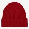 Milano (red) - 100% Cashmere Ribbed Beanie (unisex)
