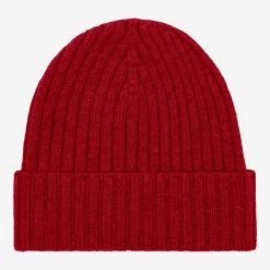 Fratelli Orsini Shop 16 Milano (red) - 100% Cashmere Ribbed Beanie (unisex)