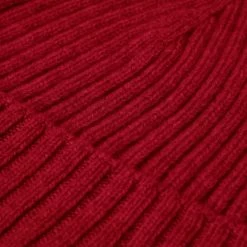 Milano (red) - 100% Cashmere Ribbed Beanie (unisex) -Fratelli Orsini Shop Cashmere beanie red fratelli orsini 3