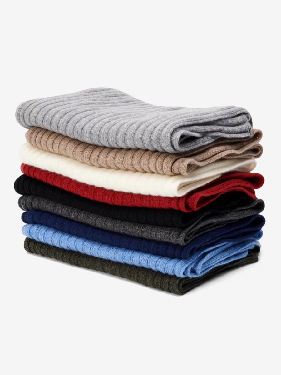 Napoli (red) - 100% Cashmere Ribbed Scarf (unisex) 5 Napoli (red) - 100% Cashmere Ribbed Scarf (unisex) - Image 5