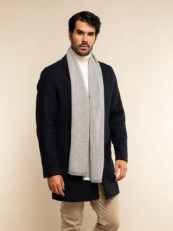 Riccardo (grey & White) - 100% Cashmere Scarf With Pattern -Fratelli Orsini Shop Cashmere scarf men grey fratelli orsini 1