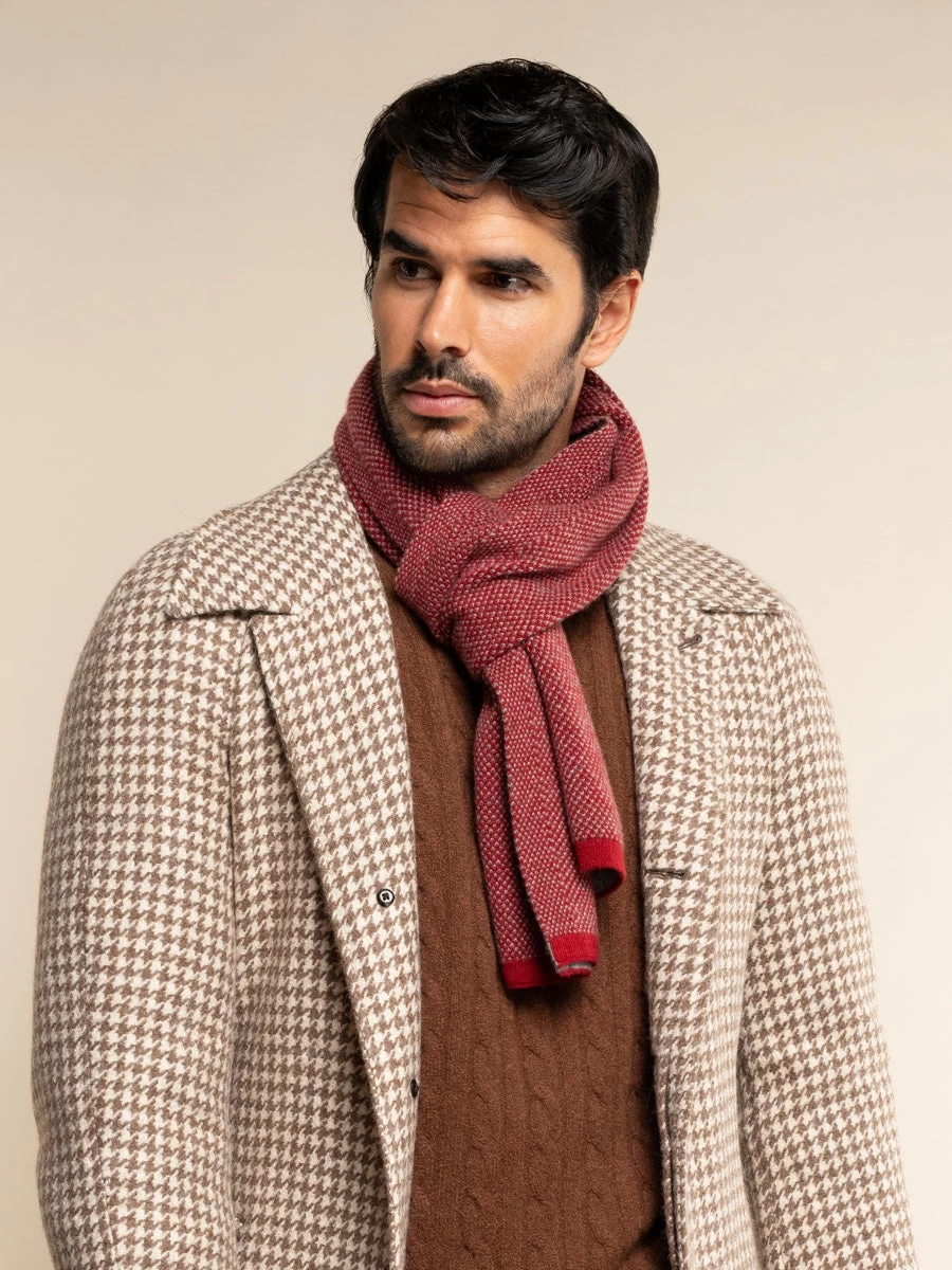 Riccardo (red & Grey) - 100% Cashmere Scarf With Pattern 8 Riccardo (red & Grey) - 100% Cashmere Scarf With Pattern - Image 8