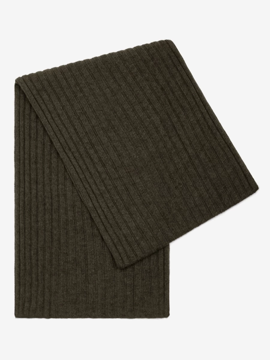 Napoli (dark Green) - 100% Cashmere Ribbed Scarf (unisex) 1 Napoli (dark Green) - 100% Cashmere Ribbed Scarf (unisex)