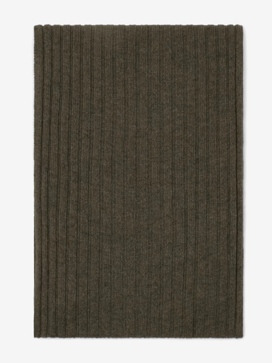 Napoli (dark Green) - 100% Cashmere Ribbed Scarf (unisex) 3 Napoli (dark Green) - 100% Cashmere Ribbed Scarf (unisex) - Image 3