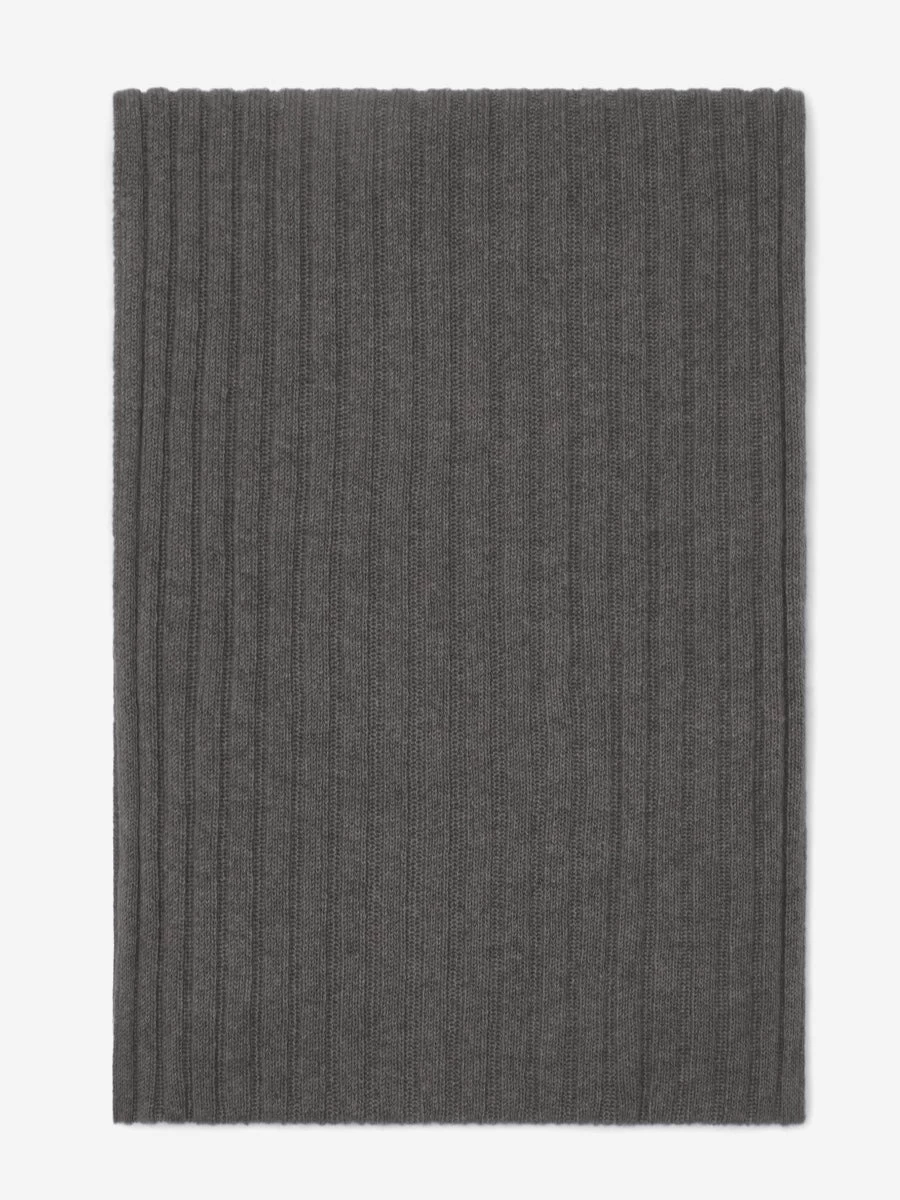 Napoli (dark Grey) - 100% Cashmere Ribbed Scarf (unisex) 3 Napoli (dark Grey) - 100% Cashmere Ribbed Scarf (unisex) - Image 3