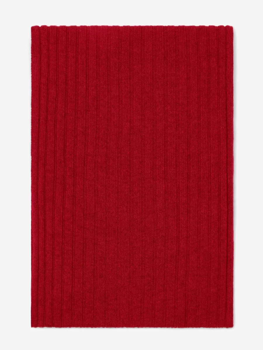 Napoli (red) - 100% Cashmere Ribbed Scarf (unisex) 3 Napoli (red) - 100% Cashmere Ribbed Scarf (unisex) - Image 3