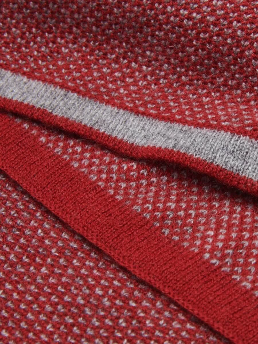 Riccardo (red & Grey) - 100% Cashmere Scarf With Pattern 4 Riccardo (red & Grey) - 100% Cashmere Scarf With Pattern - Image 4